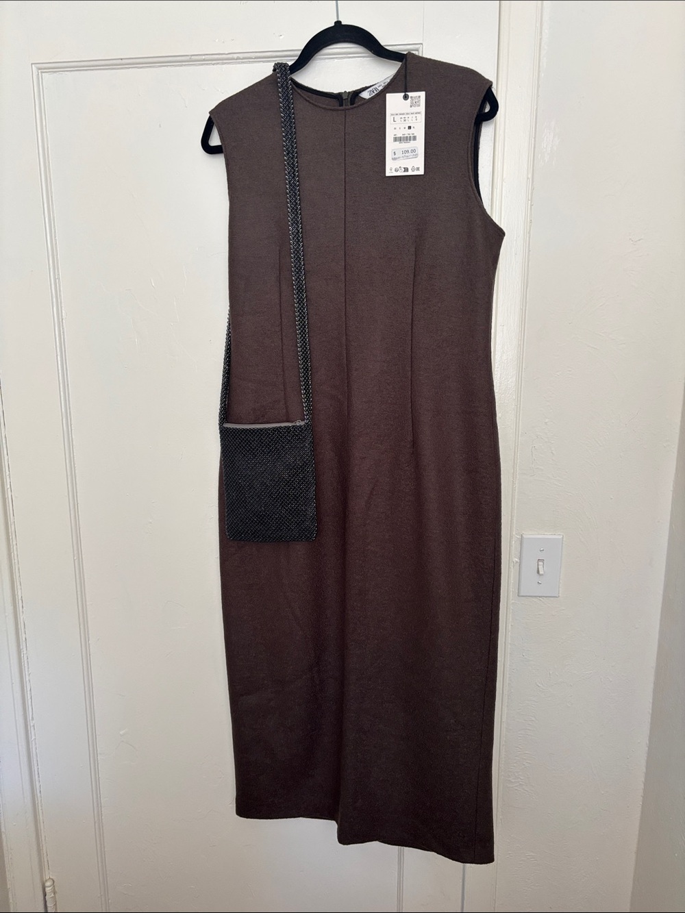 Sleeveless Brown Midi Dress Wool - Zara